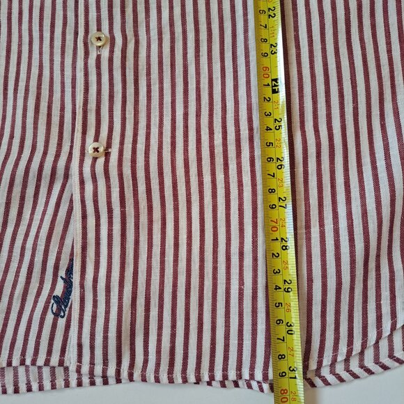 NEW Stenstroms Striped Red Button Down 100% Linen Dress Shirt Size L - Picture 12 of 16